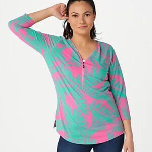 Belle by Kim Gravel Tripleluxe Knit Signature Zip top shirt blouse 2X pullover